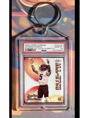 3119 Jayden Daniels 2024 Topps Chrome All-Etch SuperFractor Custom Keychain
